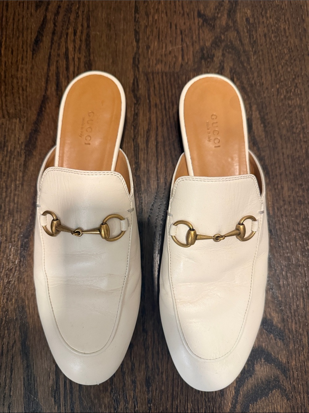 Gucci Cream Leather Horsebit Backless Mules